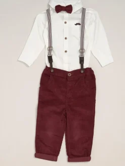Little Gent Corduroy Bow Tie Mock Shirt and Trousers With Braces Outfit Set^BOY Occasionwear|Shirts