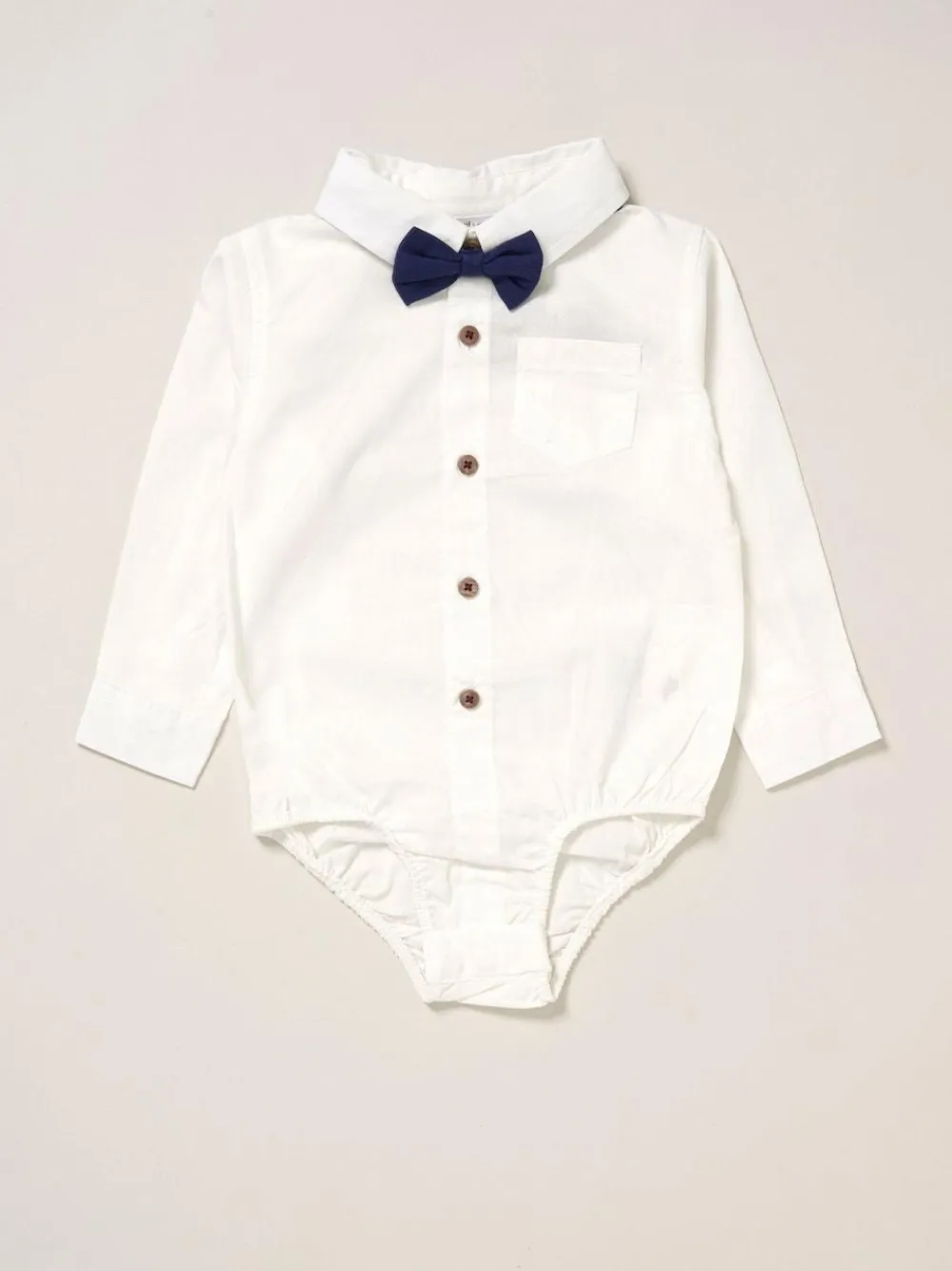 Hot Little Gent True Knit Vest, Bodysuit, Trousers and Bow Tie White Set
