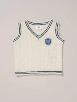 Hot Little Gent True Knit Vest, Bodysuit, Trousers and Bow Tie White Set