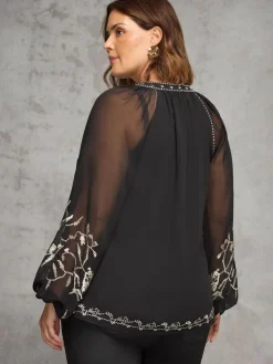 Live Unlimited Black Blouse with Gold Embellishment^Women Blouses & Shirts