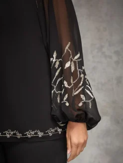 Live Unlimited Black Blouse with Gold Embellishment^Women Blouses & Shirts
