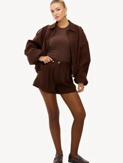 Clearance LOAVIES Embraced By Nature High Waisted Tailored Brown Shorts