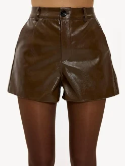 Best LOAVIES Falling Into Us Leather Look Brown Shorts