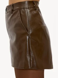 Best LOAVIES Falling Into Us Leather Look Brown Shorts