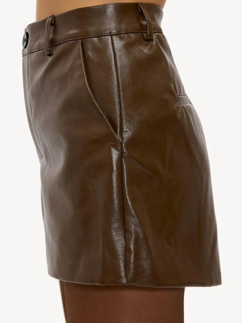 Best LOAVIES Falling Into Us Leather Look Brown Shorts