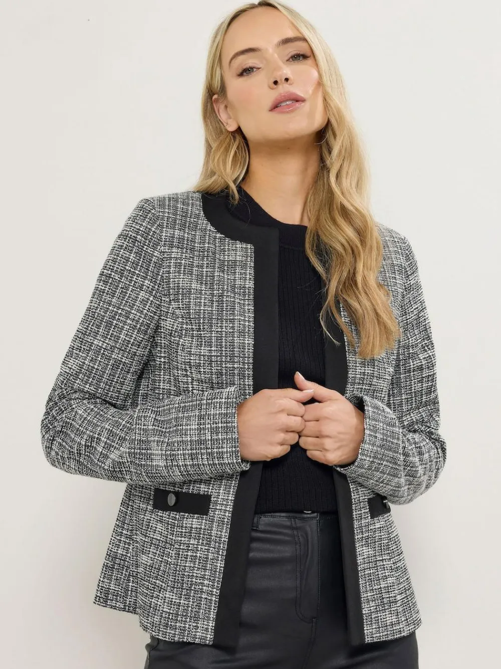 Long Tall Sally Black Boucle Jacket^Women Blazers