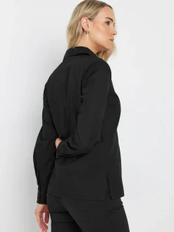 Long Tall Sally Black Fitted 100% Cotton Shirt^Women Blouses & Shirts