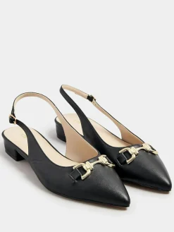 New Long Tall Sally Metal Trim Sling Back Shoes Black