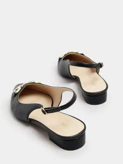 New Long Tall Sally Metal Trim Sling Back Shoes Black