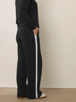 Sale Long Tall Sally Black Ribbed Wide Leg Joggers