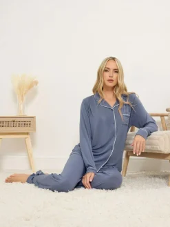 Discount Long Tall Sally Long Sleeve Pyjamas Set Blue