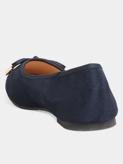 Long Tall Sally Blue Wide-Fit Ballerina Faux Suedette Pumps^Women Flats