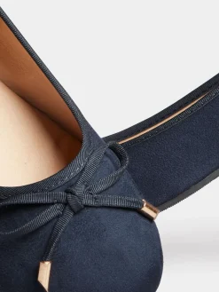 Long Tall Sally Blue Wide-Fit Ballerina Faux Suedette Pumps^Women Flats