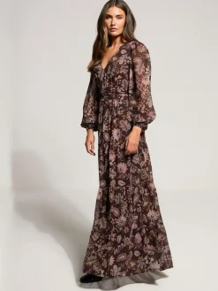 Best Long Tall Sally Brown Paisley Georgette Maxi Dress