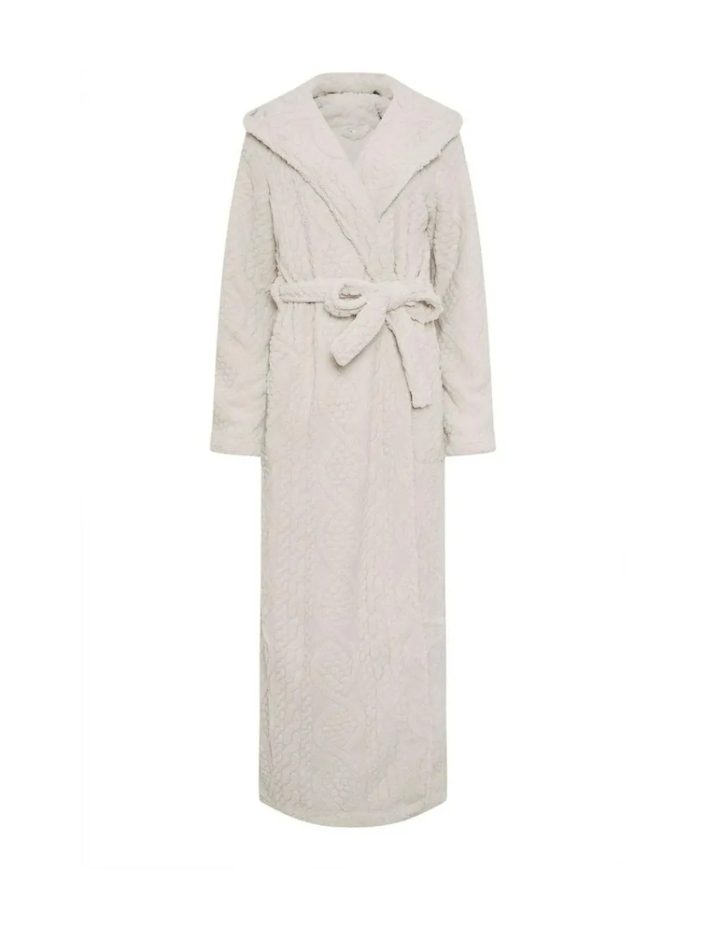 New Long Tall Sally Natural Cable Maxi Hooded Robe
