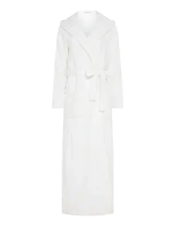 Long Tall Sally White Cotton Touch Hooded Maxi Robe^Women Bathrobes