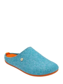 Lotus Blue Textile Flat Mule Slippers^Women Slippers