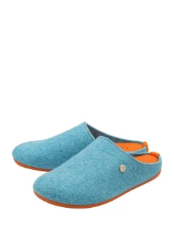 Lotus Blue Textile Flat Mule Slippers^Women Slippers