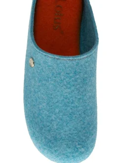 Lotus Blue Textile Flat Mule Slippers^Women Slippers