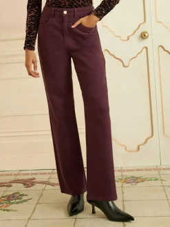 Online Love & Roses Berry Red Crop Wide Leg Jeans