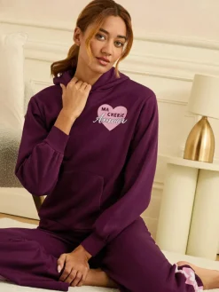 Love & Roses Jersey Loungwear Hoodie Berry Red