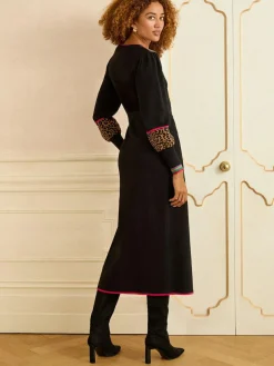 Sale Love & Roses Black Animal Rainbow stripe V-Neck Knitted Midi Dress