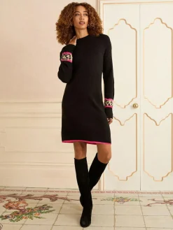 Best Love & Roses Black Animal Heart Petite Cosy Jumper Dress