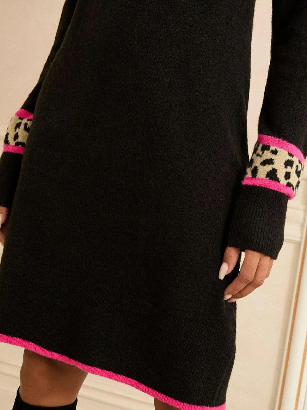 Best Love & Roses Black Animal Heart Petite Cosy Jumper Dress