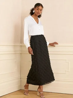 Love & Roses 3D Floral Midi Skirt^Women Skirts