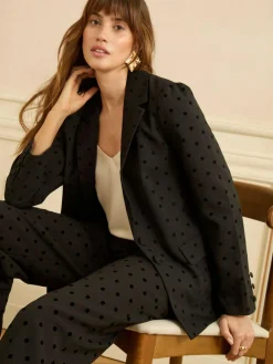Love & Roses Black Flocked Spot Blazer^Women Blazers|Suits & Tailoring