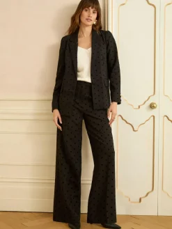 Love & Roses Black Flocked Spot Blazer^Women Blazers|Suits & Tailoring