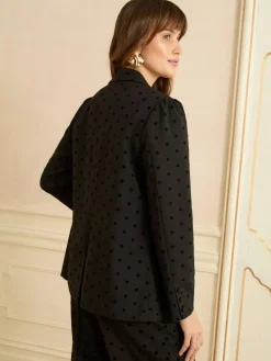Love & Roses Black Flocked Spot Blazer^Women Blazers|Suits & Tailoring