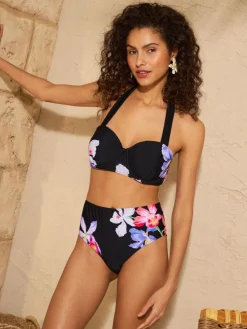 Sale Love & Roses Moulded Cup Bikini Top Black Iris Flower