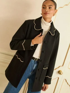 Love & Roses Mid Length Scallop Trim Dolly Coat^Women Coats & Jackets|Coats & Jackets