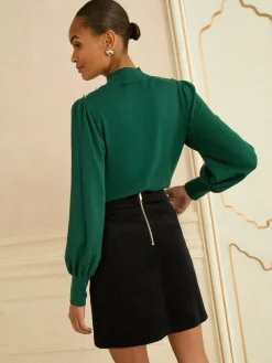 Clearance Love & Roses Black Petite Corduroy Mini Skirt