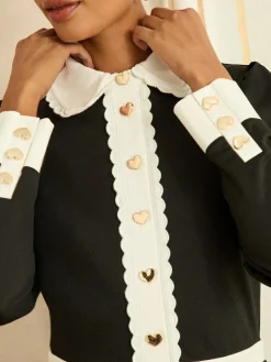 Love & Roses Long Sleeve Contrast Collar Mini Dress^Women Occasion Dresses|Occasionwear