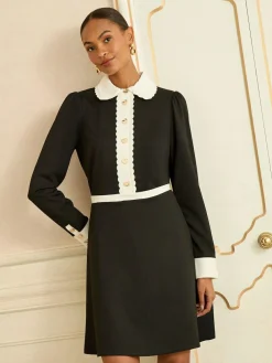 Love & Roses Long Sleeve Contrast Collar Mini Dress^Women Occasion Dresses|Occasionwear