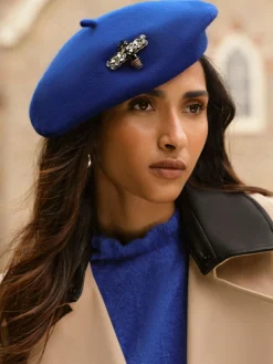 Discount Love & Roses Beret Hat Blue Embellished