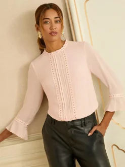 Love & Roses Hardware Detail Flute Sleeve Blouse^Women Tops & T-Shirts|Blouses & Shirts