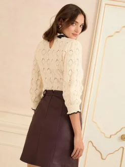 Discount Love & Roses Faux Leather Mini Skirt Burgundy Red