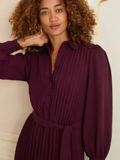 Love & Roses Cherry Red Petite Pleated Detail Midi Dress^Women Occasion Dresses|Midi Dresses