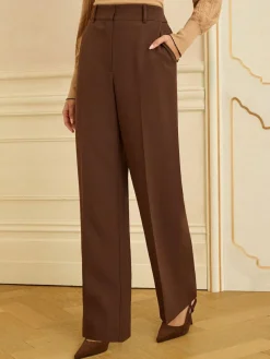 Sale Love & Roses Chocolate Brown Wide Leg Trousers