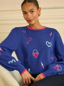 Love & Roses Embroidered Detail Knitted Jumper^Women Knitwear|Knitwear