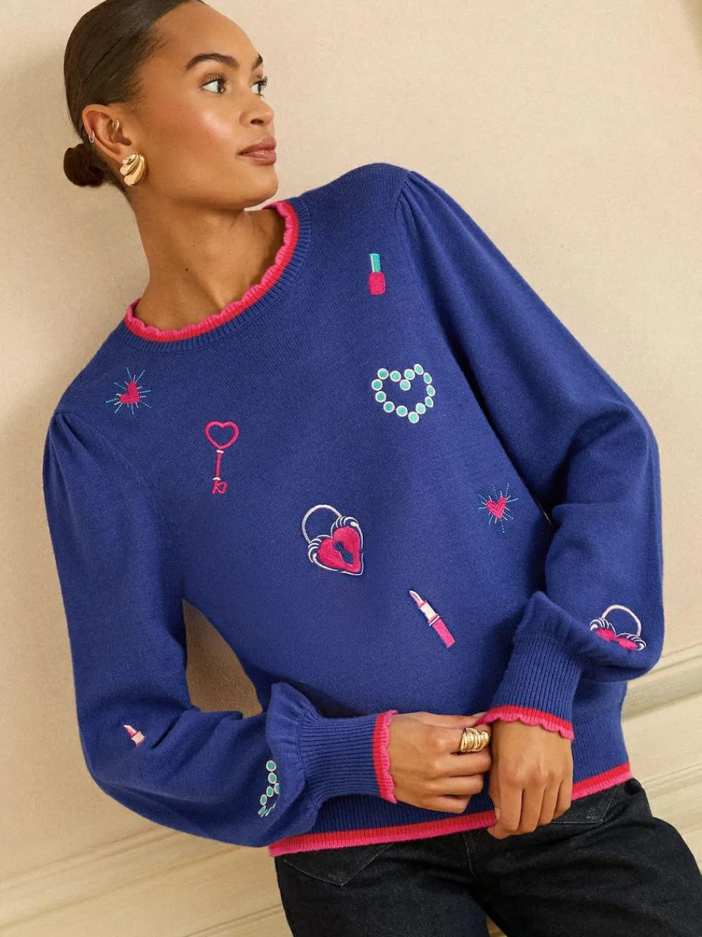 Love & Roses Embroidered Detail Knitted Jumper^Women Knitwear|Knitwear