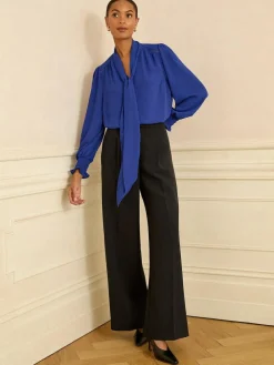 Best Love & Roses Long Sleeve Pussybow Blouse Cobalt Blue