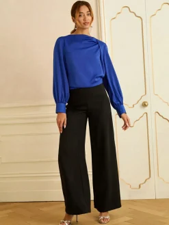 Love & Roses Long Sleeve Satin Cowl Neck Blouse^Women Blouses & Shirts