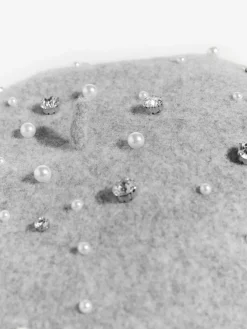 Clearance Love & Roses Beret Hat Grey Embelished