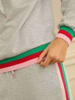 Online Love & Roses Jersey Loungwear Hoodie Grey Rainbow Tipped