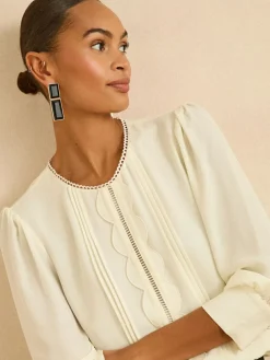 Love & Roses 3/4 Sleeve Scallop Detail Blouse^Women Tops & T-Shirts|Blouses & Shirts