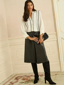 Love & Roses Ivory Contrast 3/4 Sleeve Notch Neck Blouse^Women Tops & T-Shirts|Blouses & Shirts